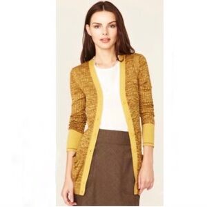 Marc Jacobs Mustard Yellow 100% Silk Longline Rubbed Cardigan Sweater